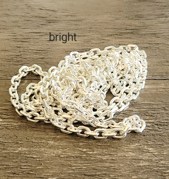 Diamond Cut Oval Cable Chain in Sterling Silver, 4mm