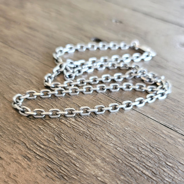 Diamond Cut Oval Cable Chain in Sterling Silver, 4mm