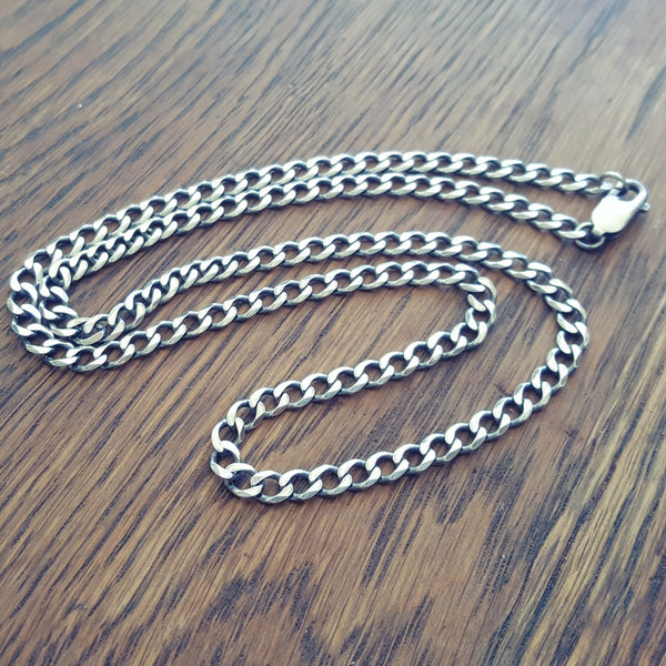 Industrial Flat Curb Chain For Men in Oxidized Sterling Silver, 4.5mm