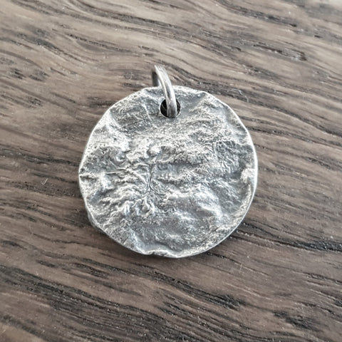 Full Moon Pendant, Oxidized Sterling Silver