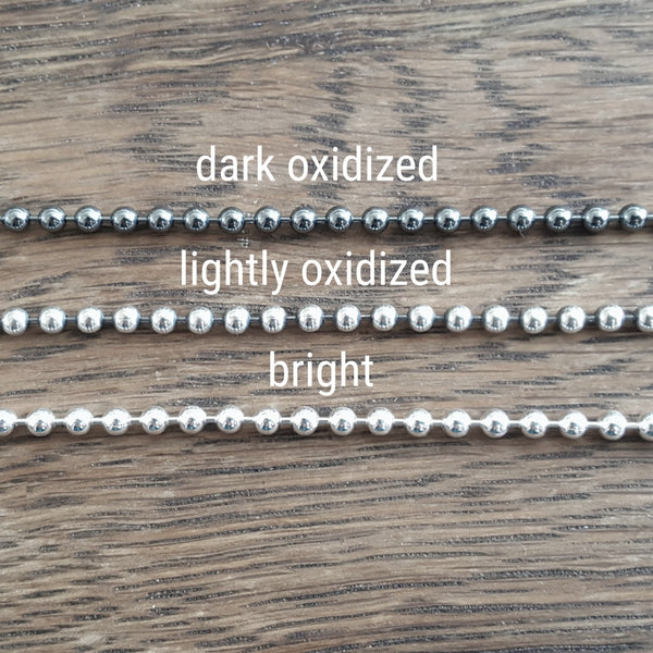 Oxidized Sterling Silver Ball Chain Necklace For Men Or Women, 3mm