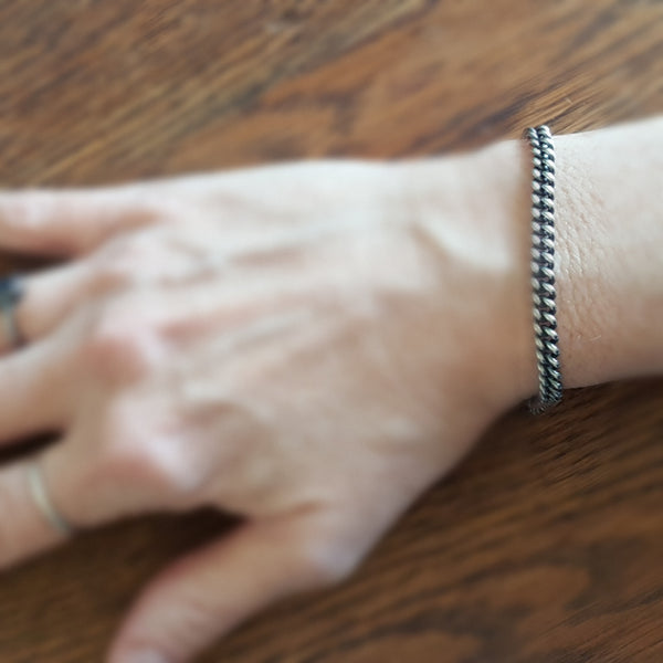 Men's Thick Bracelet In Oxidized Sterling Silver, 4.9mm Curb