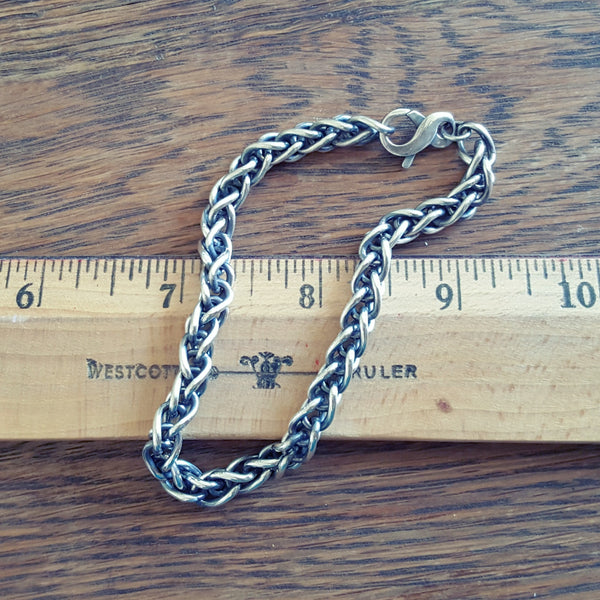 Hefty Sterling Bracelet, men's chunky jewelry, 6.6mm Wheat Chain