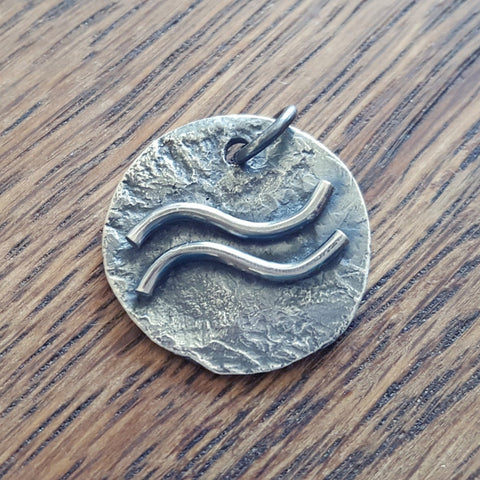 Sterling Silver Pendant with Ocean Waves