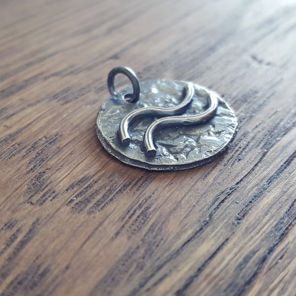 Sterling Silver Pendant with Ocean Waves