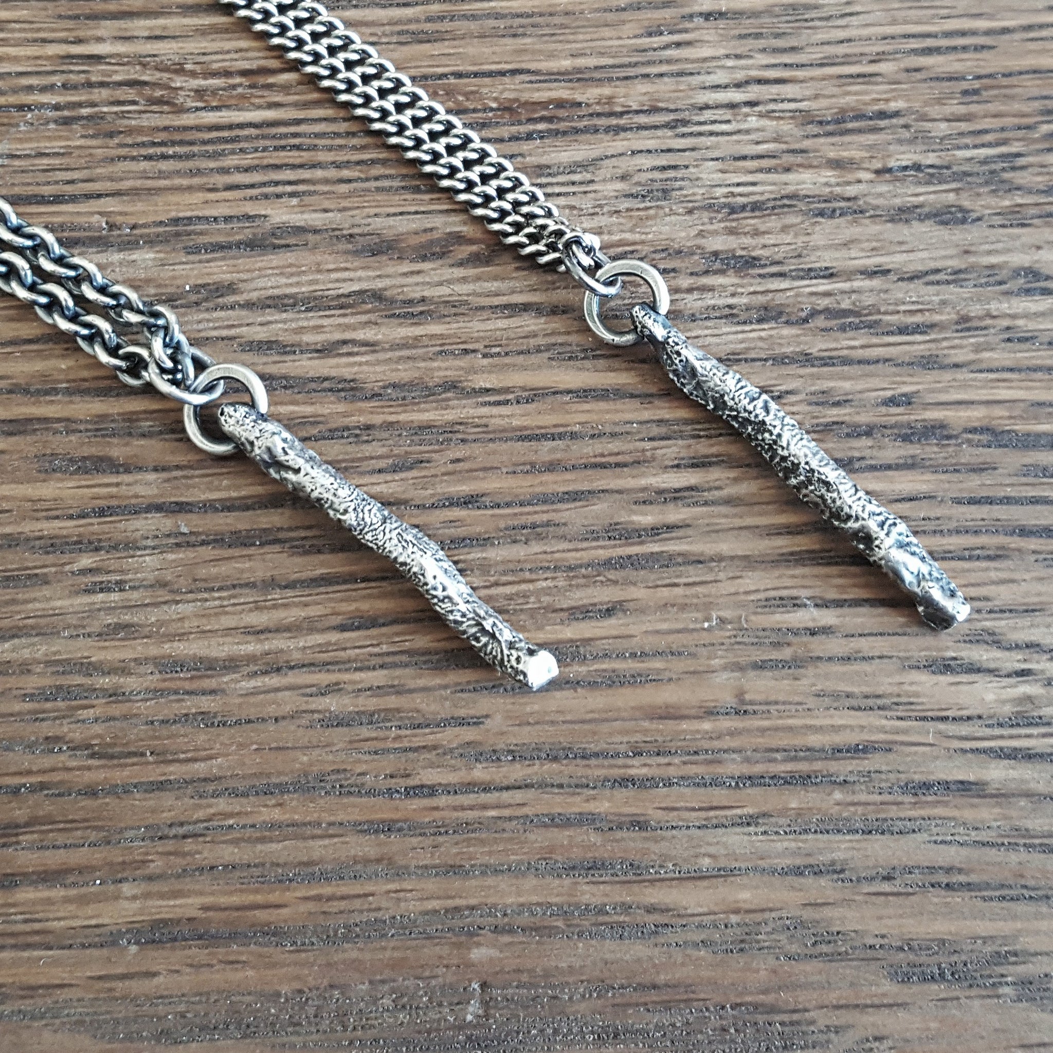 Raw Silver Branch Pendant, Organic Heavily Textured Necklace