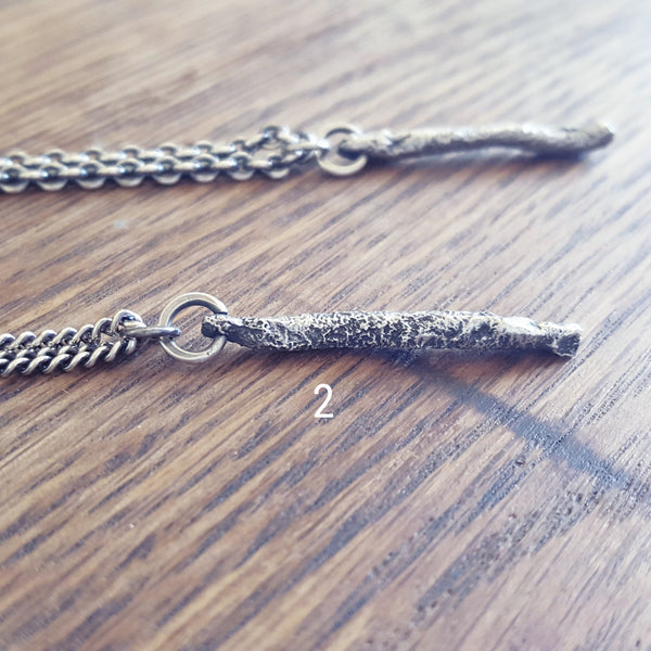 Raw Silver Branch Pendant, Organic Heavily Textured Necklace