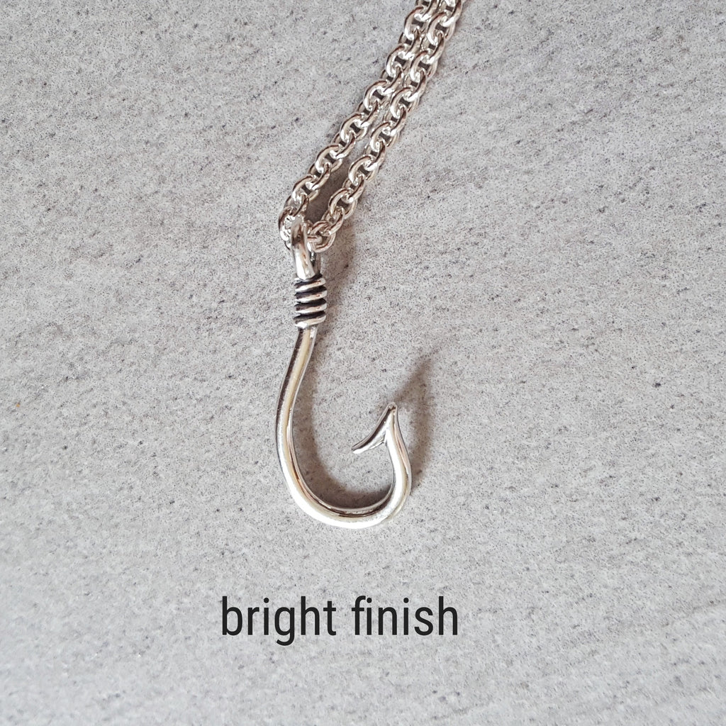 Men's Sterling Silver Fish Hook Necklace – MaisyGraceDesigns