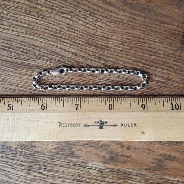 Unisex Silver Bracelet, 4mm Oval Rolo