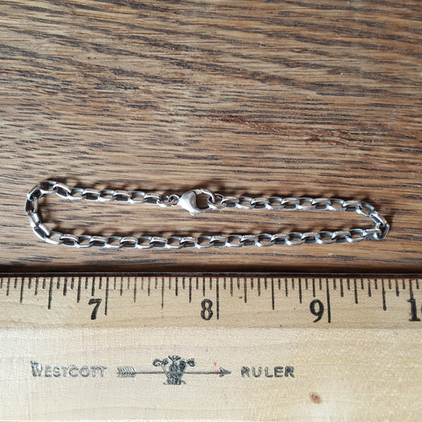 Silver Oval Rolo Bracelet, 3.2mm Sterling Chain