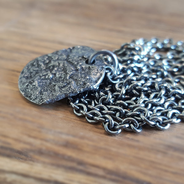 Molten Silver Pendant, Men's Artisan Sterling Necklace