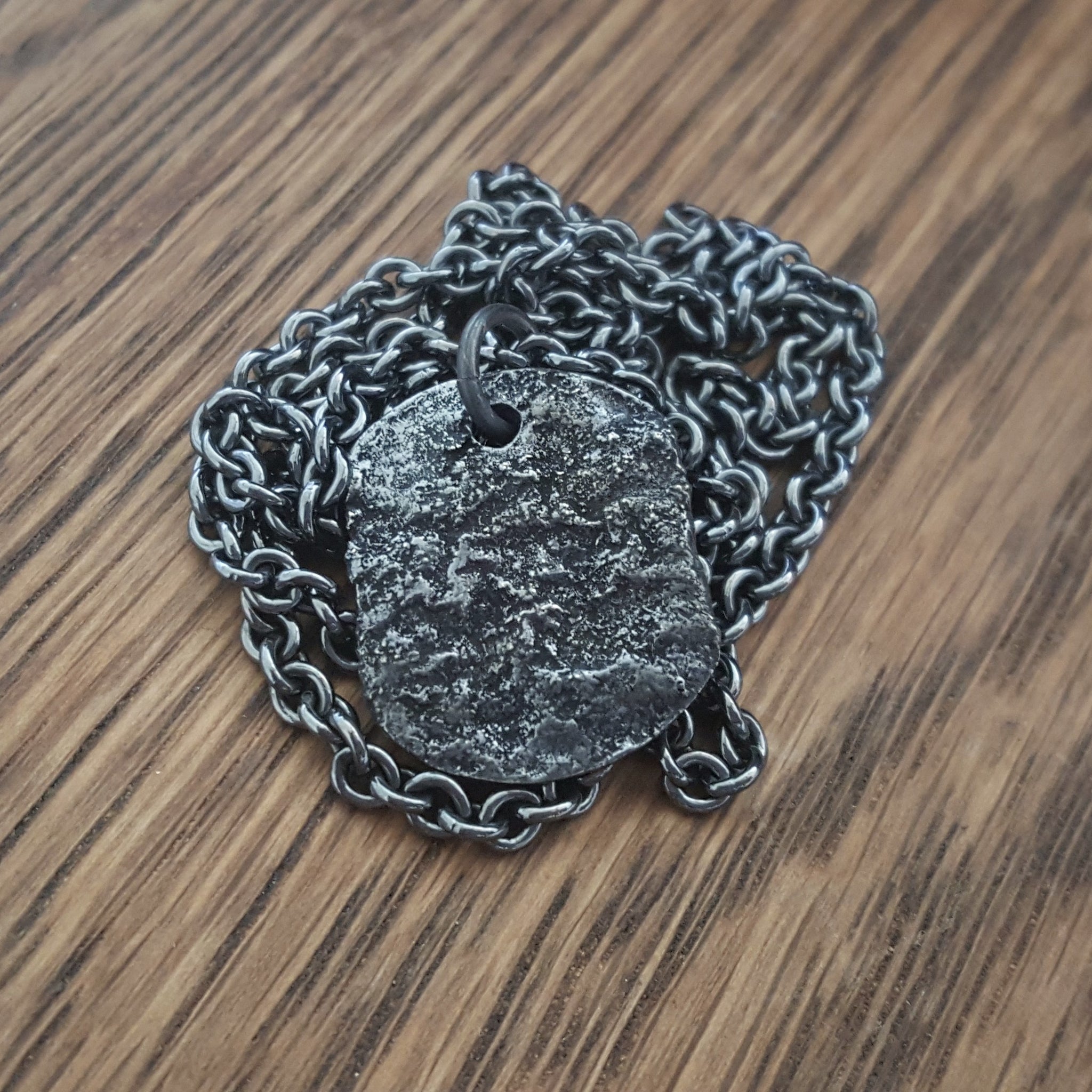 Molten Silver Pendant, Men's Artisan Sterling Necklace