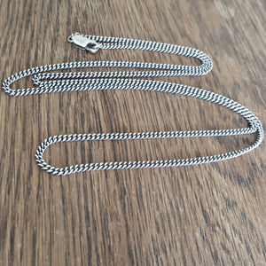 Minimal Curb Chain In 925 Silver, Thin Unisex Necklace, 2.3mm