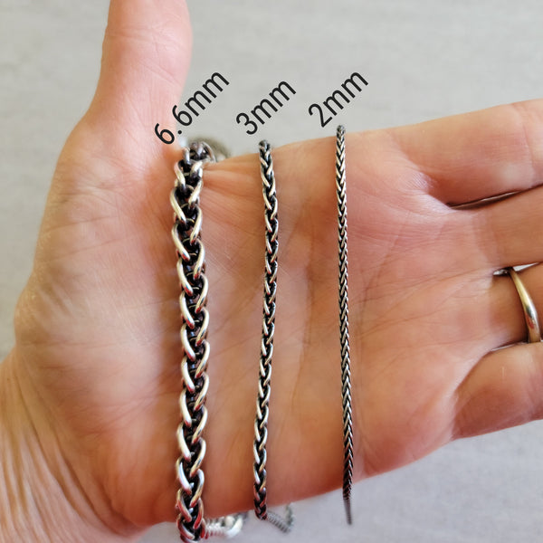 Thin Unisex Wheat Chain, 2mm Spiga Chain