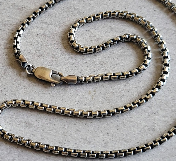 Oxidized Sterling Silver Box Chain, 3.1mm