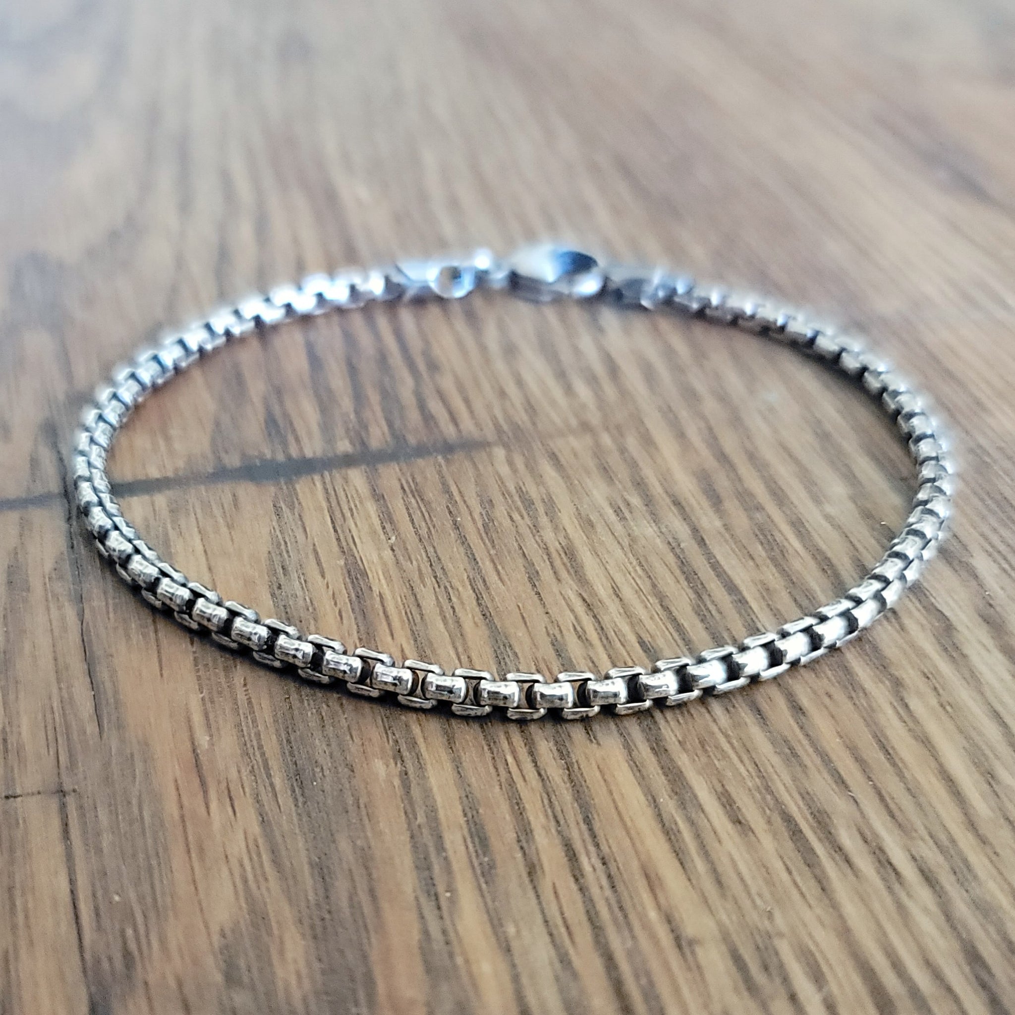 Sterling Box Chain Bracelet, 3.1mm