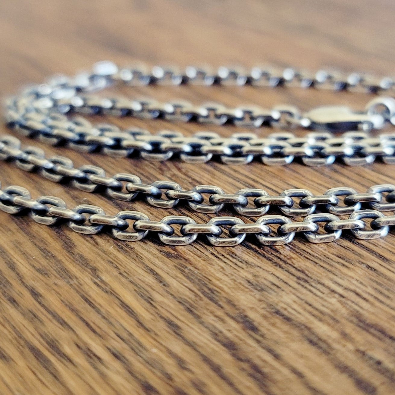 Diamond Cut Oval Cable Chain in Sterling Silver, 4mm