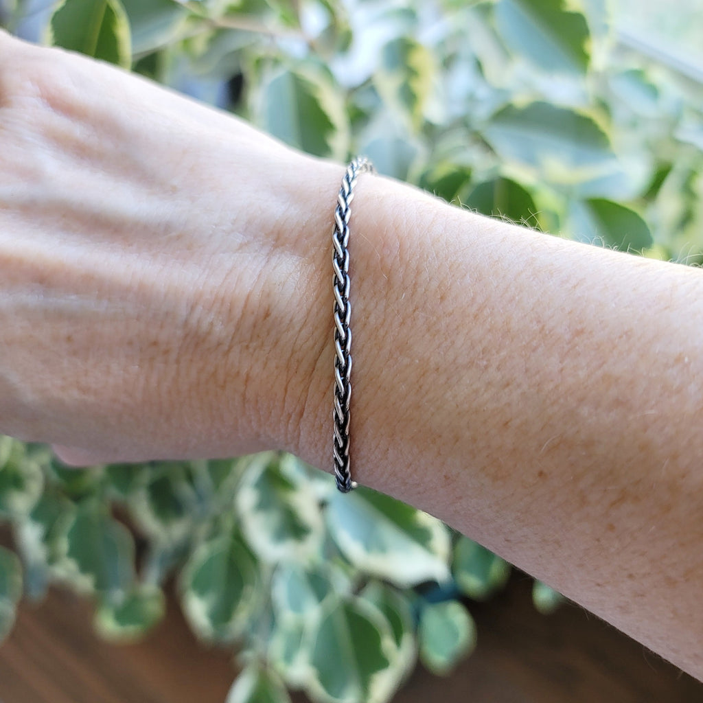 Oxidized Silver Cuff Bracelet with a Unique Pattern - Silvertraits