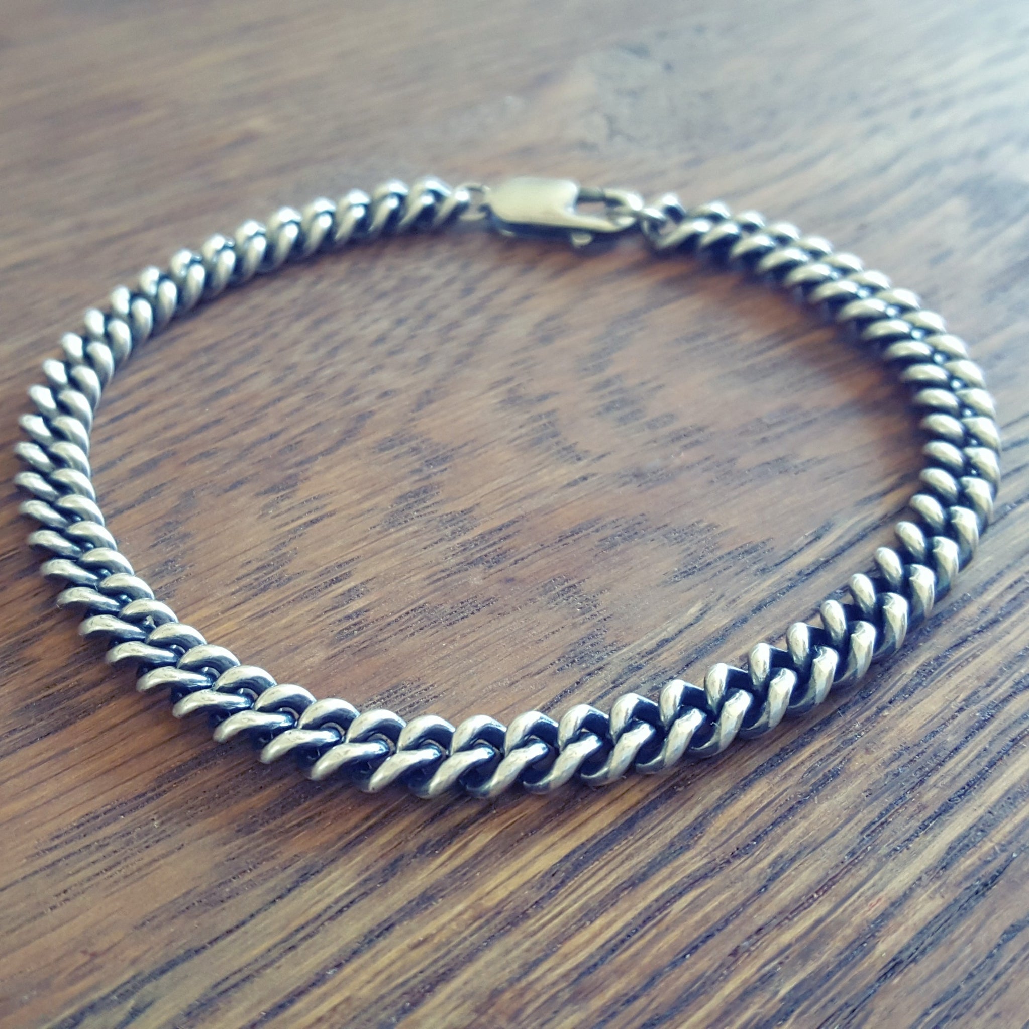 Men's Chunky Bracelet In Oxidized Sterling Silver, 6.2mm Curb