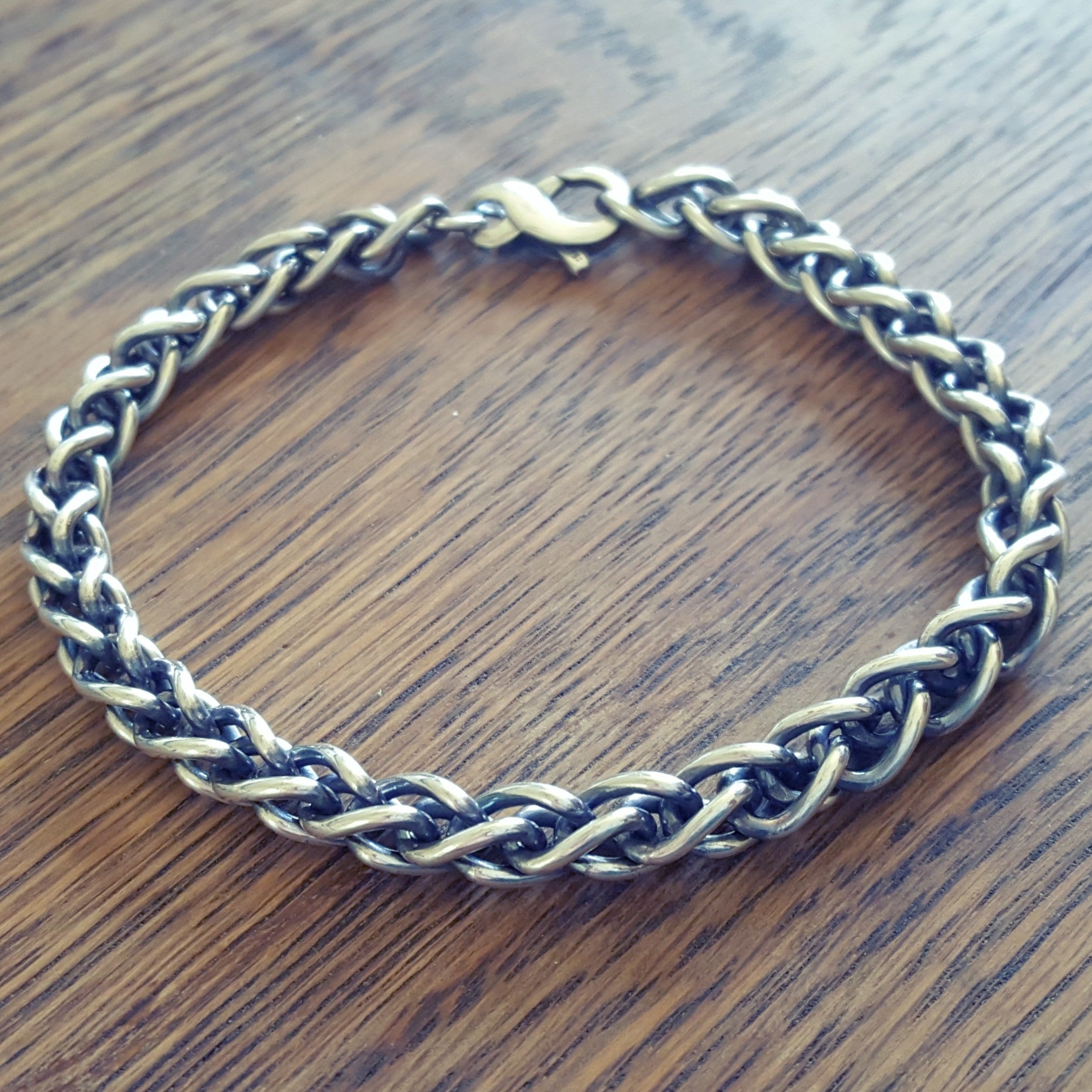 Hefty Sterling Bracelet, men's chunky jewelry, 6.6mm Wheat Chain