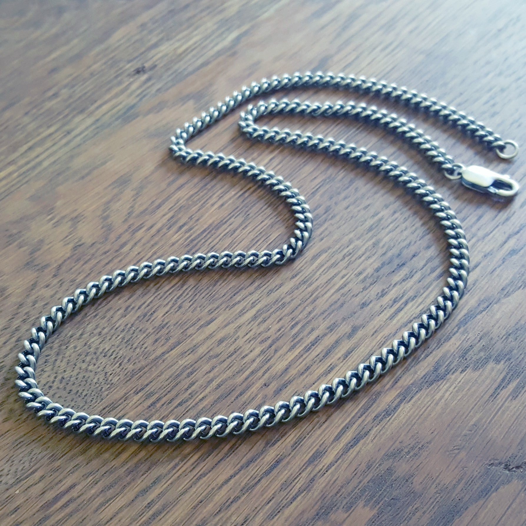 Thick Curb Chain In Oxidized Sterling Silver, 4.9mm