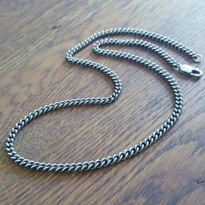 Thick Curb Chain In Oxidized Sterling Silver, 4.9mm