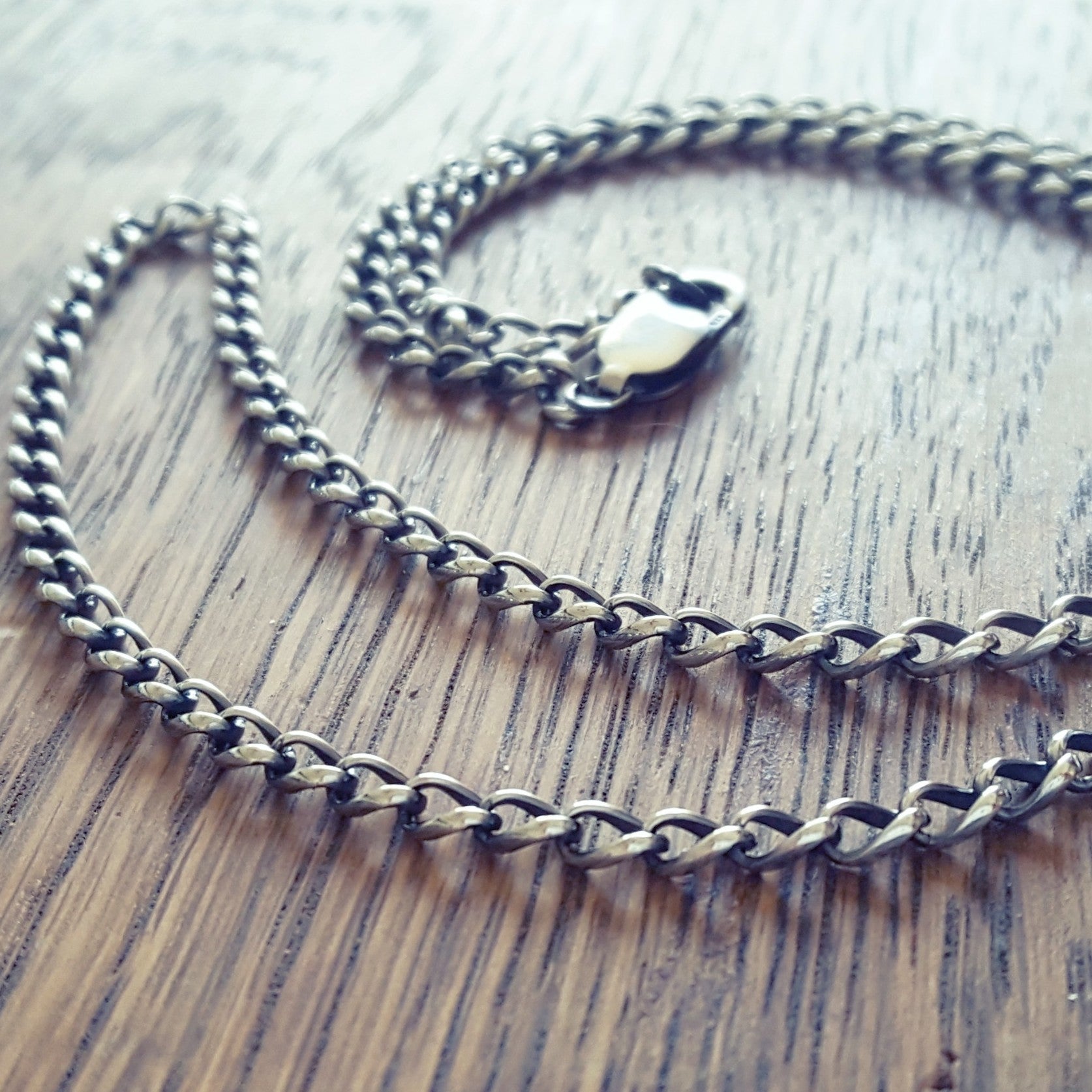 Twisted Curb Chain in Antiqued Silver, Unisex Jewelry, 3.3mm