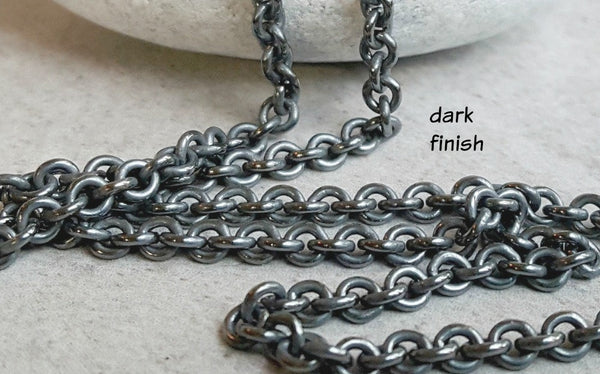 925 Cable Chain For Pendants In Oxidized Sterling Silver, 3.2mm