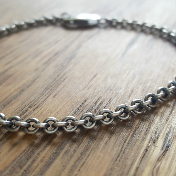 Unisex Cable Chain Bracelet, Oxidized Jewelry For Everyday, 3.2mm