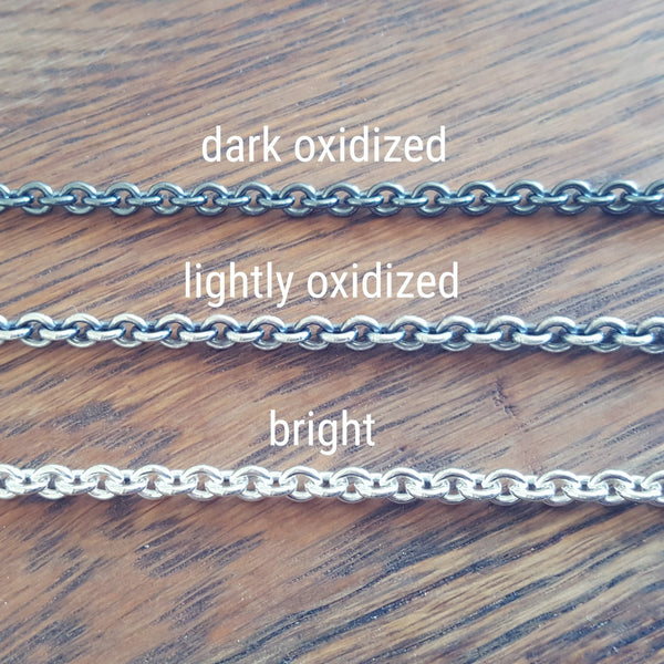 Men's Oxidized Cable Chain, Sterling Silver Necklace, 4.3mm