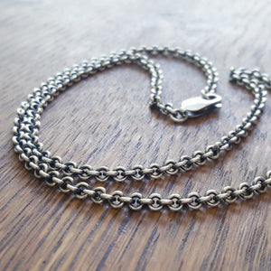 925 Cable Chain For Pendants In Oxidized Sterling Silver, 3.2mm