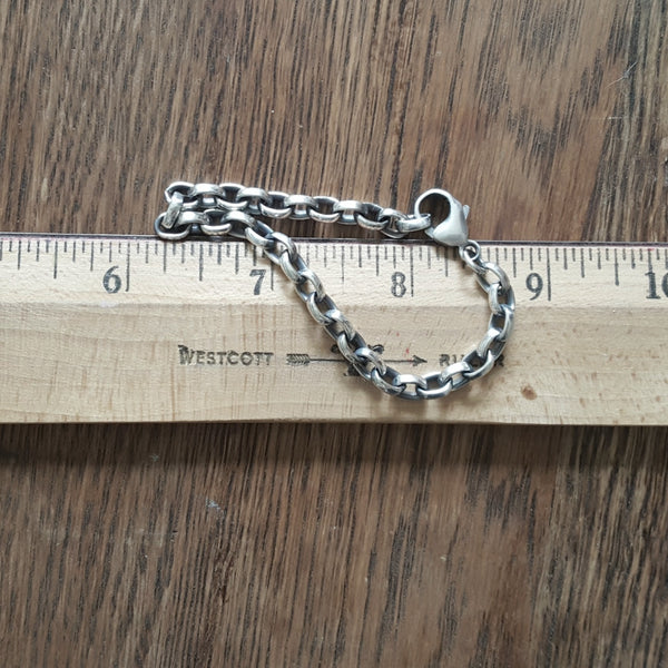 Chunky Silver Bracelet, Men's Heavy 925 Jewelry, 5.3mm Oval Rolo